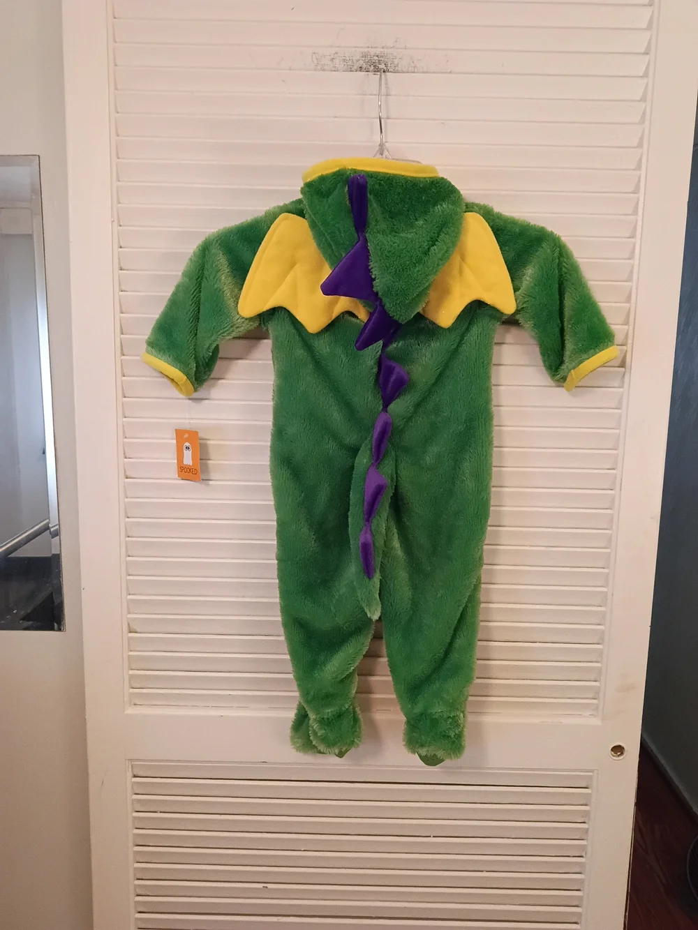 Plush Green and Yellow Dino Hooded Jumpsuit for Kids Dragon